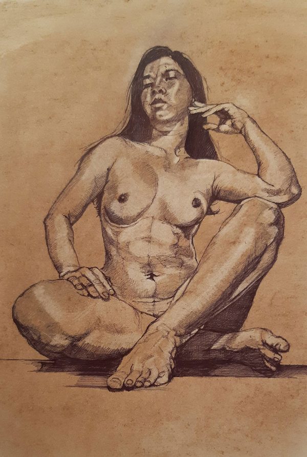 Nude,seated