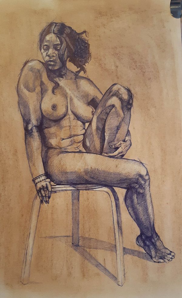 Nude,seated