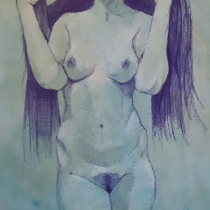 Nude with long hair