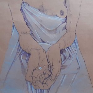 Nude with pearl in hand